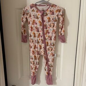 Bamboo Charming Disney Princess Print Kids Footie Pajamas